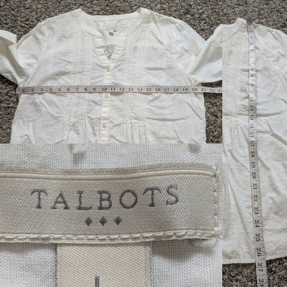 ✨3/$15 Talbots White 3/4 Sleeve Cotton Button Up L - Picture 10 of 10